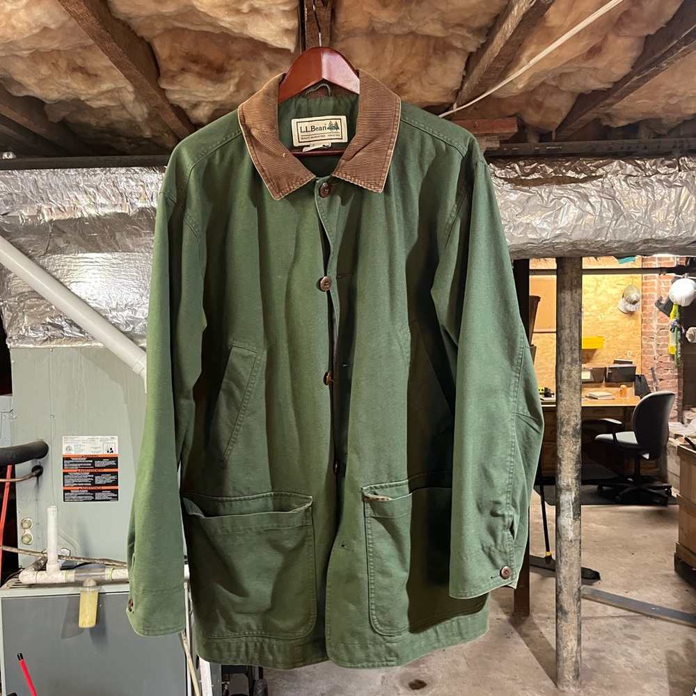 L.L. Bean Olive Jacket with Tan Collar